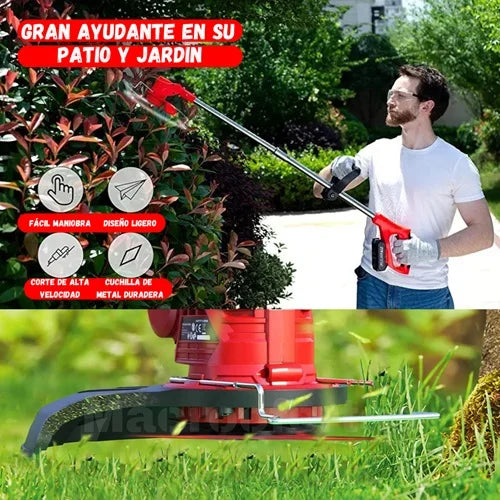 "¿Estás cansado de gastar dinero en jardineros?    Ahorra tiempo y dinero con nuestra innovadora guadañadora eléctrica”